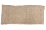 Distressed Turkish Oushak runner, blanched beige with faded scrolling vines, 3'2