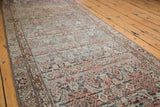Vintage Malayer runner's distressed allover Herati design with slate blue, grey, and brick red.