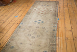 Hand-knotted vintage Konya runner with simple geometric diamonds in tone-on-tone beige, brown, and blue.
