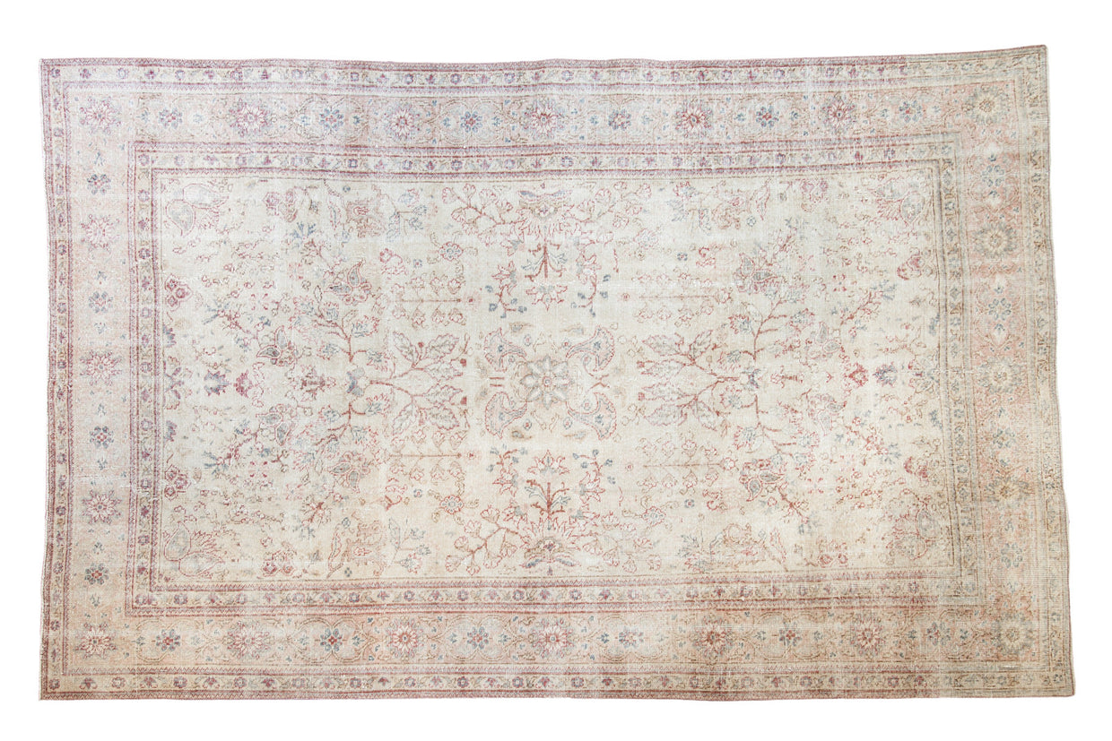 6.5x10.5 Vintage Distressed Oushak Carpet // ONH Item ee001658