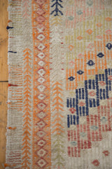 Vintage Jijim rug detail with orange diamond band, zigzag motifs, and mixed geometric colors.