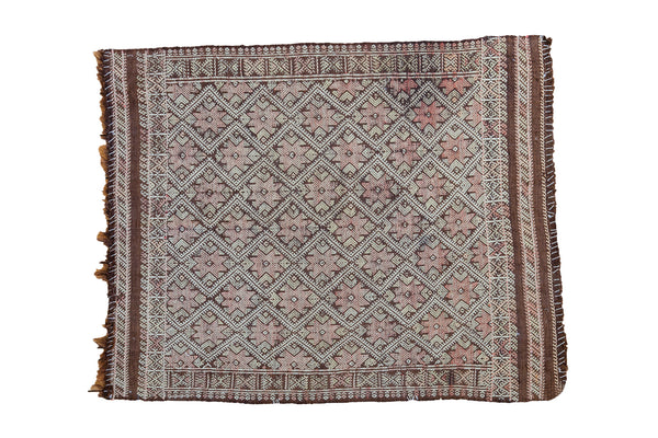 4x5 Distressed Jijim Square Rug // ONH Item ee001663