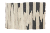 Vintage hand woven Kilim rug with black and beige Southwestern geometric pattern, 2'7