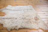 New Angora Throw Rug with soft, fluffy cream angora wool texture.
