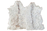 Off-white Angora Throw Rug, featuring a soft, shaggy pile and irregular shape.