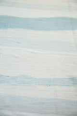 Detail of new hand-woven kilim showing abstract water channels in ivory, blue, and aqua.