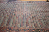 Distressed Mir Serbend carpet texture, with blue and light red allover patterns.