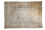 Distressed Khorossan carpet, intricate medallion, allover pattern, bronze, gold, antique ivory, 7'5
