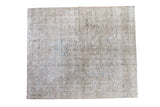 Vintage distressed Tabriz rug, blanched sun-kissed fade, subtle intricate pattern, 5'6