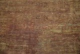 Distressed Oushak runner texture, blending bronze, chestnut, and subtle aqua hues.