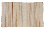 New vintage inspired kilim rug featuring vertical bands of bronze and ivory.
