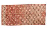 Vintage Oushak runner with abrash blush and cinnabar red field, allover floral lattice, 5'3