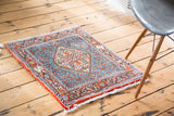 Vintage Bidjar rug corner with orange fringe, Barber pole, and turtle/samovar borders.