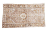 Distressed Oushak rug with central medallion, geometric border, in faded grey, ivory, beige, and soft celadon. 2'9