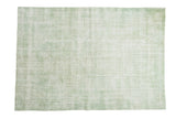 Faded green distressed hand knotted Oushak carpet, 6'8