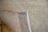 Distressed hand-knotted Oushak rug pile texture in beige, apricot, and its woven reverse.