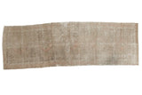Distressed Turkish Oushak runner, quintuplet geometric medallions in muted earth tones, 3'9