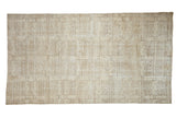 Vintage Distressed Oushak rug, abstract geometric design in ivory and faded charcoal, 3'7