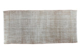 Distressed Oushak rug in a textured silver, grey, and white neutral palette, hand-knotted. 2'4