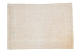 Faded distressed Oushak rug in airy light beige with subtle aqua blue motifs, 4'2