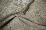 Distressed Oushak runner detail showing aged texture and soft ivory, beige, bronze tones.