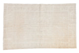 Vintage distressed hand-knotted Turkish Oushak rug in faded light tones, 4x6'3