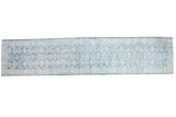 Distressed vintage Turkish Sivas runner, faded light blue lattice on a beige ground, 2'11