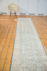 Distressed pile texture with sun-faded light forest green lattice pattern on Sivas runner.