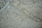 Hand-knotted back and distressed ivory, beige pile of the vintage Turkish Sparta runner.