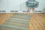 Light gold, beige, and grey geometric serpent stripes on a Vintage Kilim Runner.