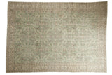 Distressed Oushak carpet, soft green and ivory allover floral design, 6'10
