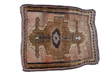 Vintage Oushak square rug, large medallion with stylized plants, bronze coffee and rose abrash.
