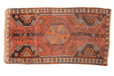 Vintage Oushak rug featuring pinwheel medallion, germinating planters, tangerine, charcoal, and burnt orange.