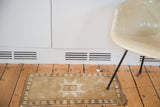 Geometric hand knotted vintage Oushak rug mat with ivory star medallion, coffee bronze border.