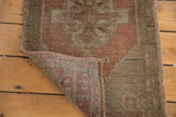 Vintage Oushak rug corner folded, revealing its hand-knotted foundation weave.