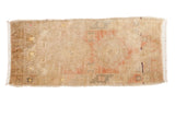 Vintage hand knotted Oushak runner, subtle beige and terra cotta double medallion, 1'7