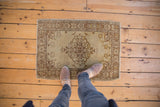 2x2.5 Vintage Tabriz Square Rug Mat // ONH Item ee001992 Image 1