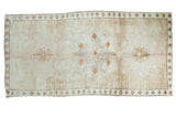 Vintage Oushak runner with minimalist triple medallions, faded sand and bronze abrash. 6'3