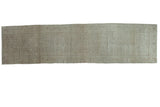 Distressed Malayer runner, soft allover diamond and floral motif in sand, beige, light bronze.