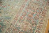 Distressed antique Sultanabad carpet texture with mallard green, terra cotta, and powder blue.