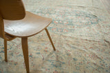 Distressed texture of antique Sultanabad rug, with faded mallard green and terra cotta herati.