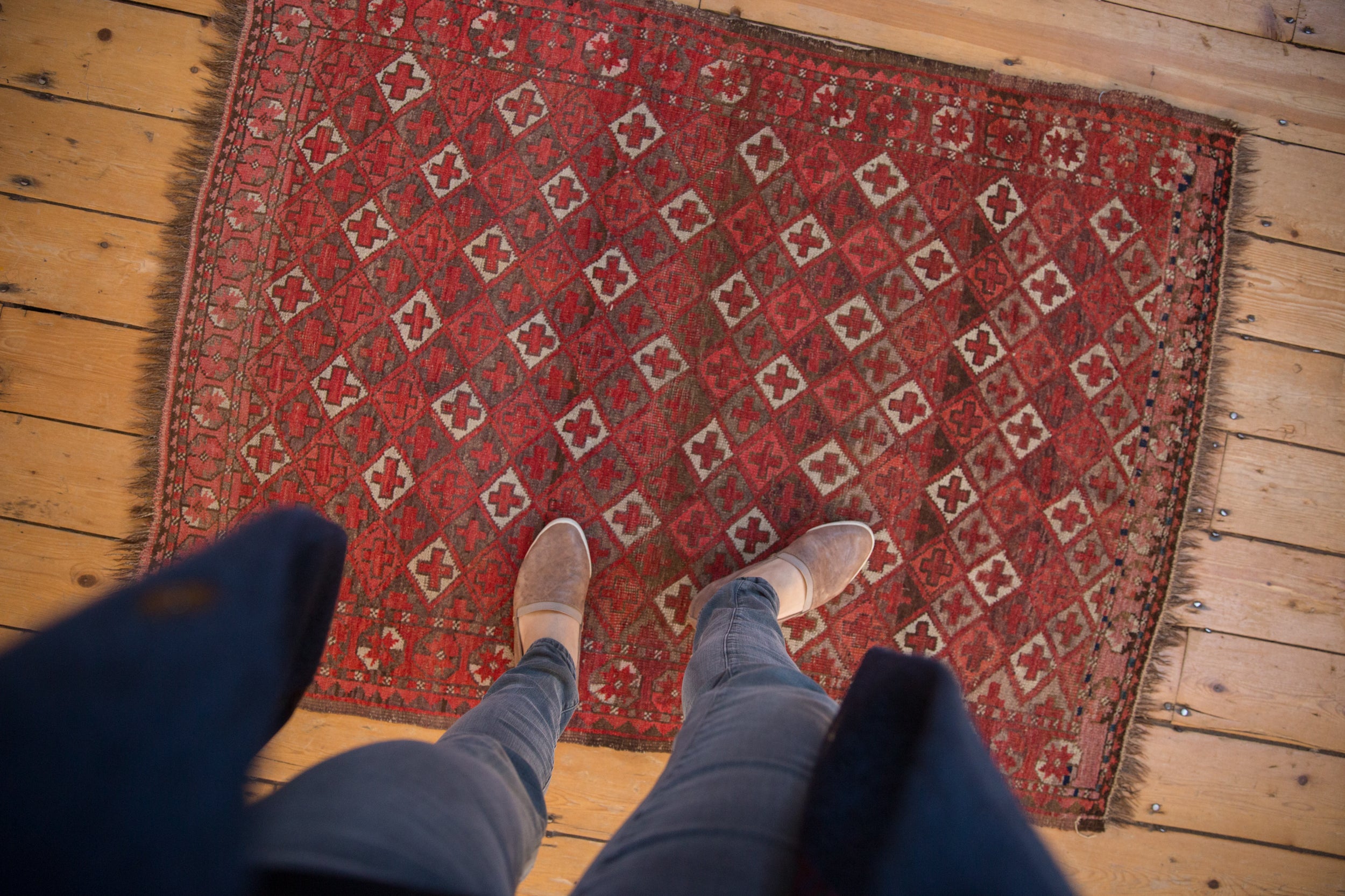 3x4.5 Vintage Afghan Square Rug // ONH Item ee002062 Image 1