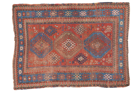 4x5.5 Distressed Antique Kazak Rug // ONH Item ee002065