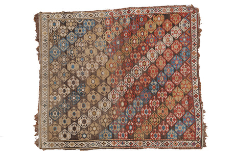 4x4.5 Distressed Antique Shirvan Square Rug // ONH Item ee002067