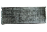 Dark charcoal vintage overdyed gallery runner with distressed, acid wash texture, 4'9