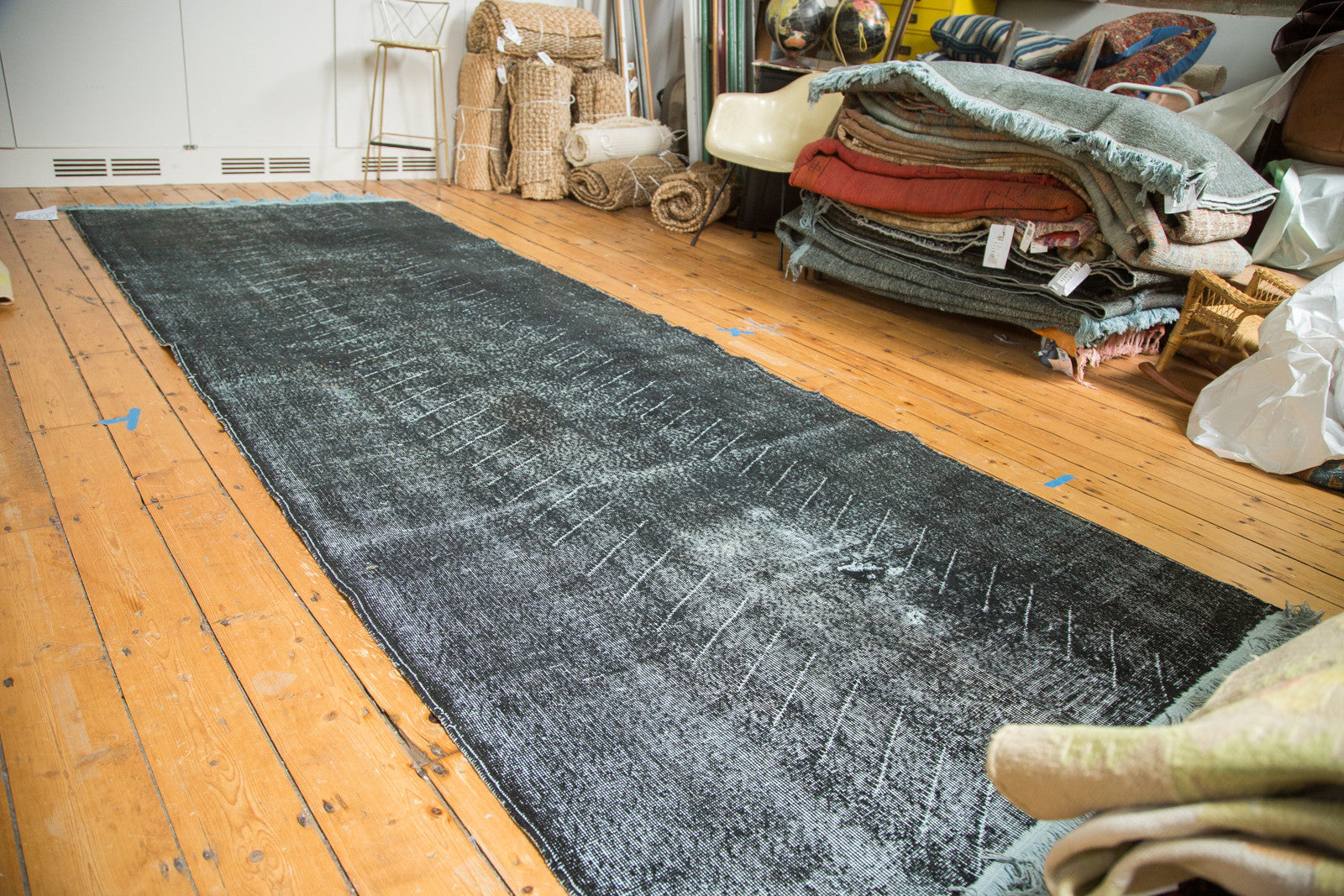4.5x12.5 Vintage Overdyed Distressed Gallery Rug Runner // ONH Item ee002085 Image 1