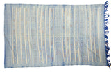 Soft sky blue Moroccan Kilim rug with striped geometric and serpent motifs, 4'8