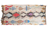 Vintage Moroccan Rag Rug runner with a playful, colorful argyle diamond motif, 5' x 10'7