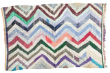 Vintage Moroccan rag rug with a vibrant multicolor zigzag pattern, 6'1