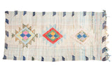 Vintage 1970s Moroccan rag rug, triple geometric medallions with vibrant colors.